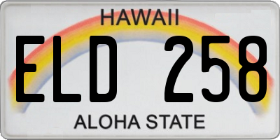 HI license plate ELD258
