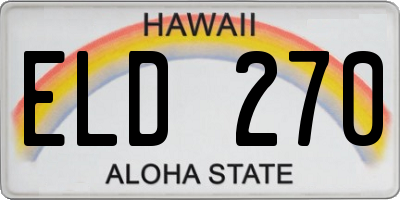 HI license plate ELD270