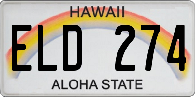 HI license plate ELD274