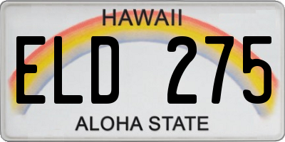 HI license plate ELD275