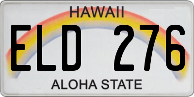 HI license plate ELD276