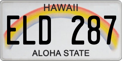 HI license plate ELD287