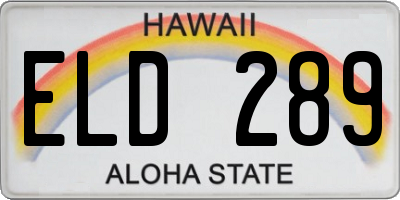 HI license plate ELD289