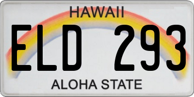 HI license plate ELD293