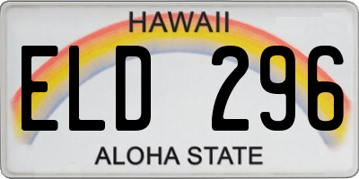 HI license plate ELD296