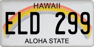 HI license plate ELD299