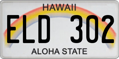 HI license plate ELD302