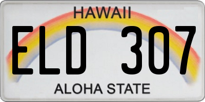 HI license plate ELD307