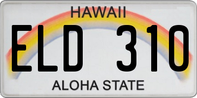 HI license plate ELD310