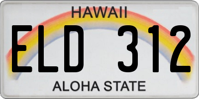 HI license plate ELD312