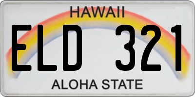 HI license plate ELD321