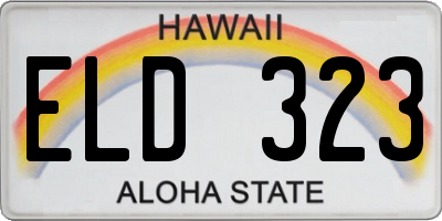 HI license plate ELD323