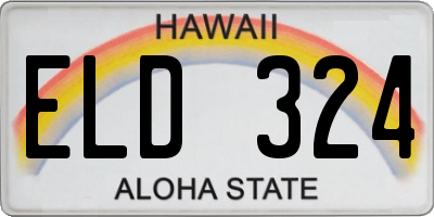 HI license plate ELD324