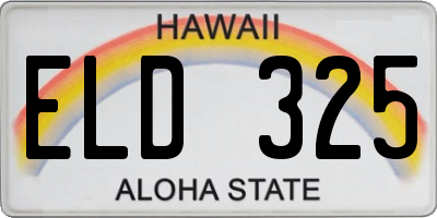 HI license plate ELD325