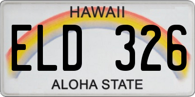 HI license plate ELD326