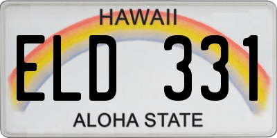 HI license plate ELD331