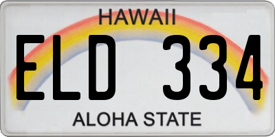 HI license plate ELD334