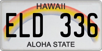 HI license plate ELD336