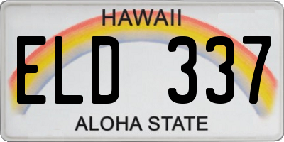 HI license plate ELD337