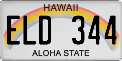 HI license plate ELD344
