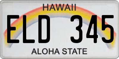 HI license plate ELD345