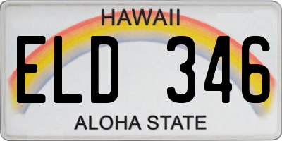 HI license plate ELD346