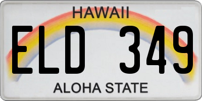 HI license plate ELD349