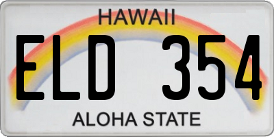 HI license plate ELD354