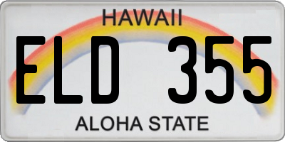 HI license plate ELD355