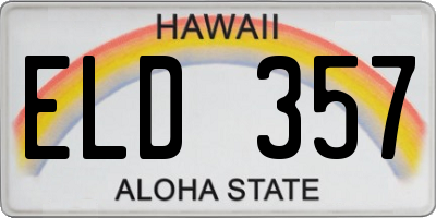 HI license plate ELD357