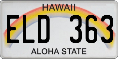 HI license plate ELD363