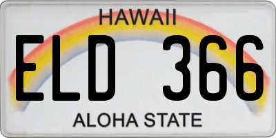 HI license plate ELD366