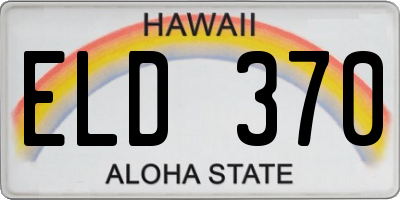 HI license plate ELD370