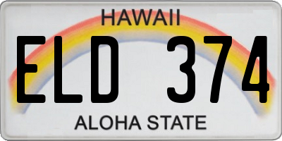 HI license plate ELD374
