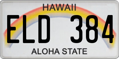 HI license plate ELD384