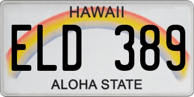 HI license plate ELD389
