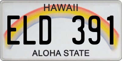 HI license plate ELD391