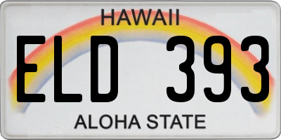 HI license plate ELD393