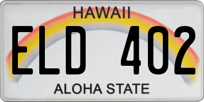 HI license plate ELD402