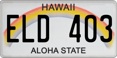 HI license plate ELD403