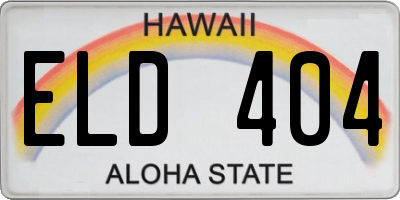 HI license plate ELD404