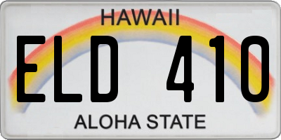 HI license plate ELD410