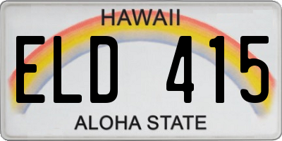 HI license plate ELD415