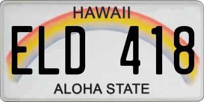 HI license plate ELD418