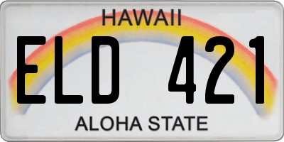 HI license plate ELD421