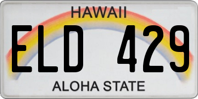 HI license plate ELD429
