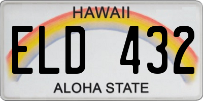 HI license plate ELD432