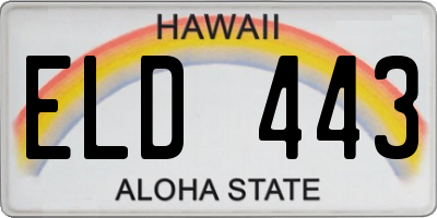 HI license plate ELD443