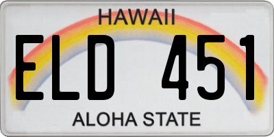 HI license plate ELD451