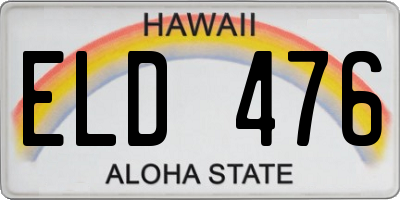 HI license plate ELD476